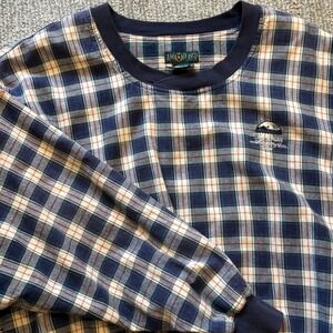 Vintage AM Player Oasis Country Club Plaid Golf Windshirt Navy XXL Cotton Lining